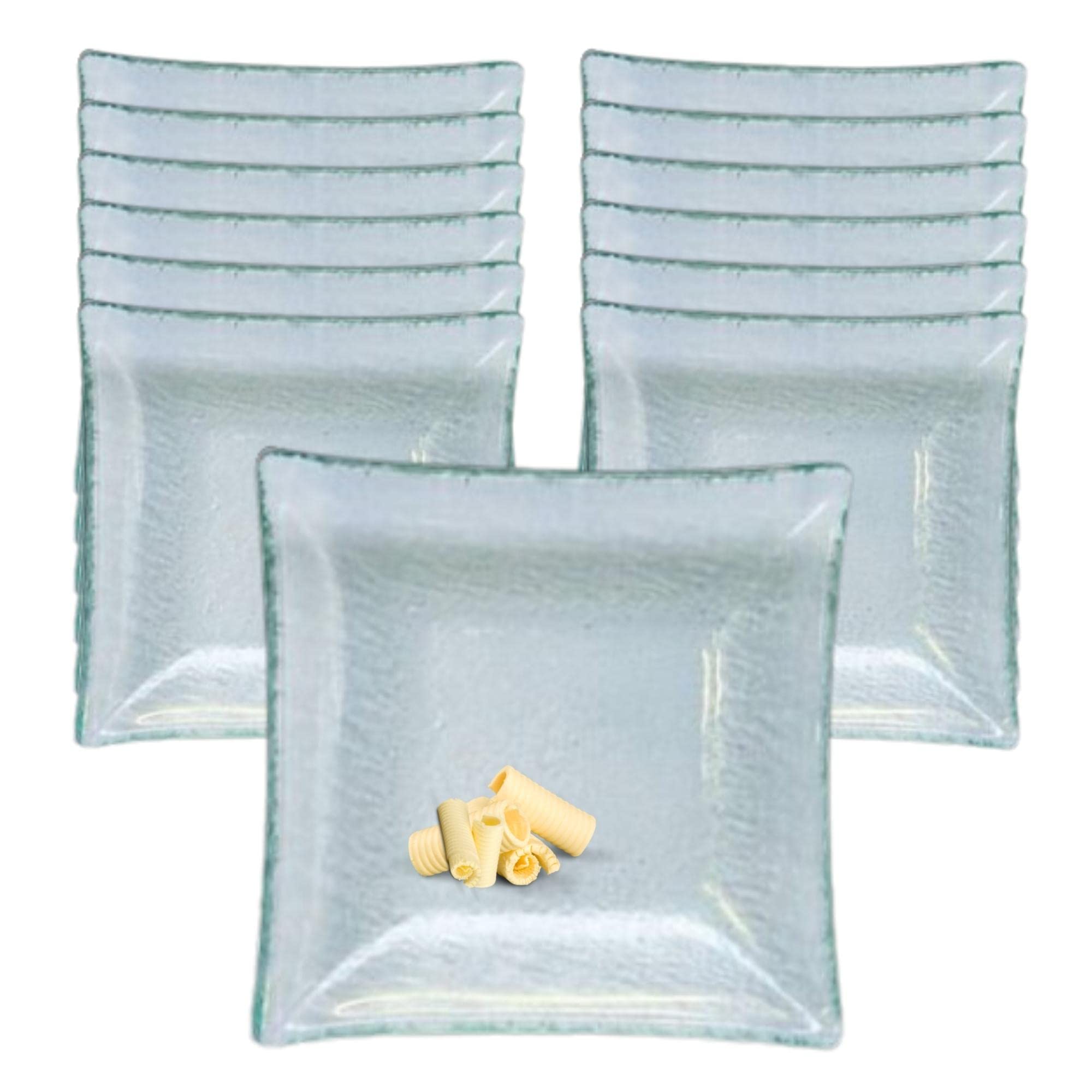 6527B510 Glass Butter Dish, Small Square Plate for Rolls, Appetizers, Dessert and Tapa, 4 by 4, Set of 12