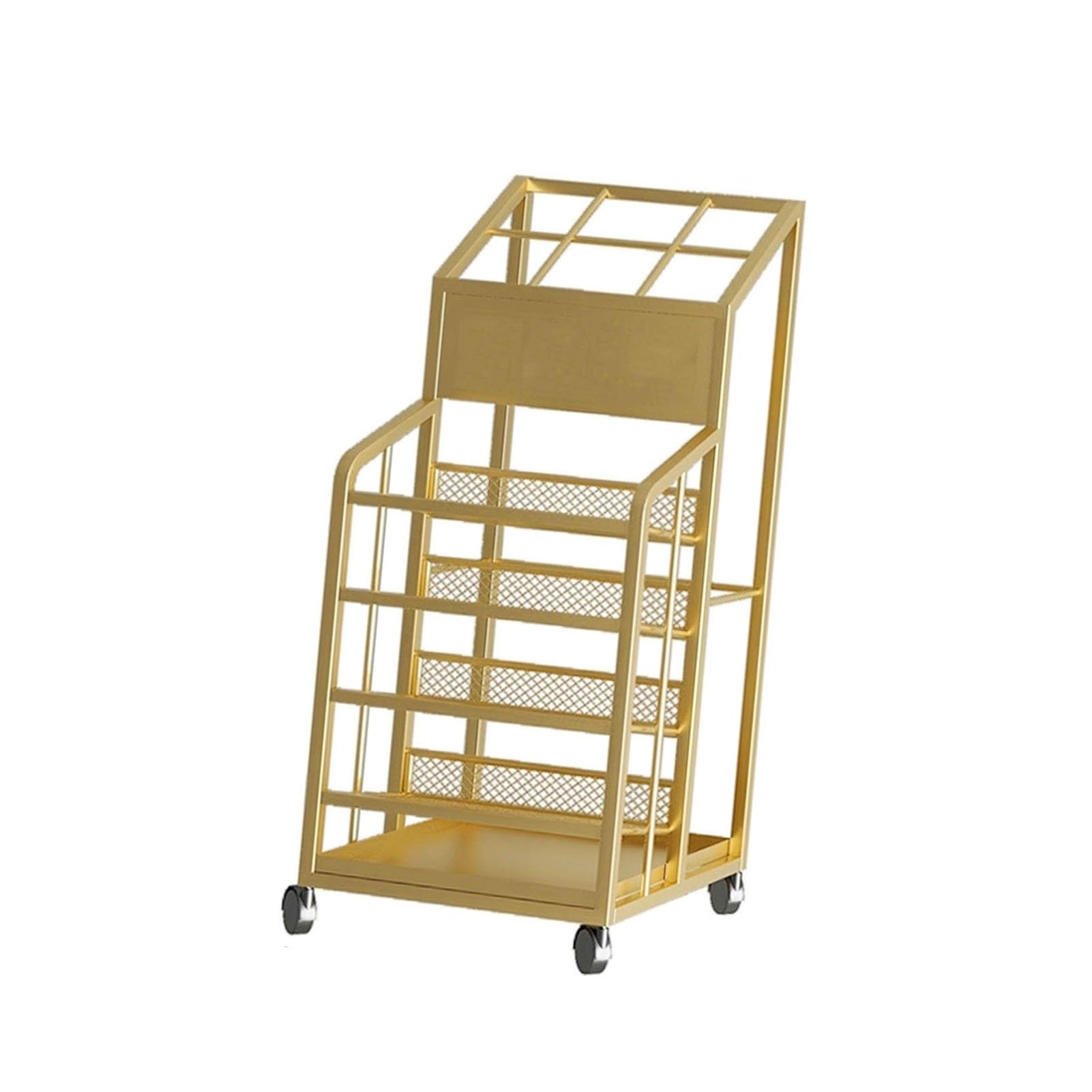BHFPFZA Commercial Umbrella Stand, 4-Tier Metal Storage Rack with Draining Tray for Schools, Offices & Hotels - Gold Finish, 60x32x70cm, Heavy Duty Umbrella Holder