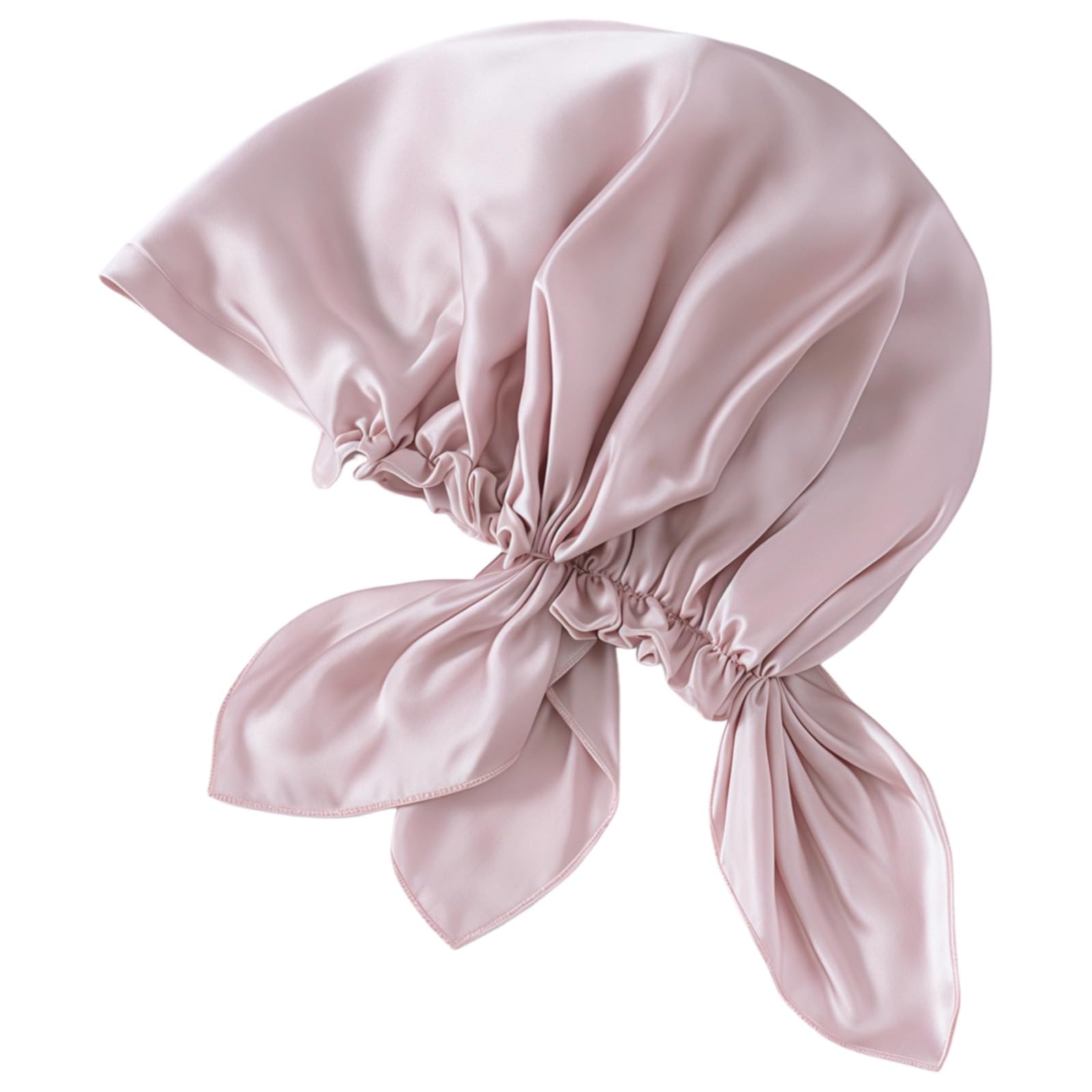 Bonnet de sommeil en pure soie de mûrier rose pour cheveux longs et frisés