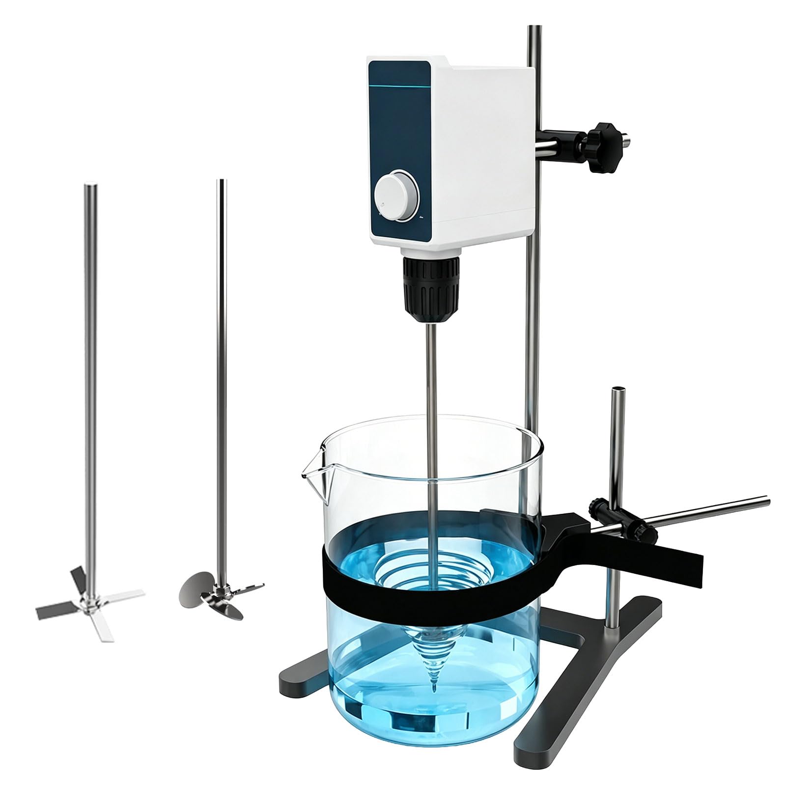 Agitador eléctrico de laboratorio de 36 W con 2 varillas | 100-1000RPM ajustable, capacidad de 10L, 10000 mPas, regulación de velocidad mediante botón giratorio, mezclador de líquidos