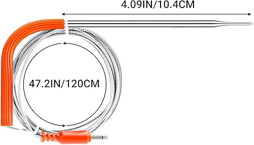 Miniatura 6 de INKBIRD Juego de 4 sondas de colores de repuesto para termómetro INKBIRD, sondas de acero inoxidable de 47 pulgadas, solo compatible con IBBQ-4BW,