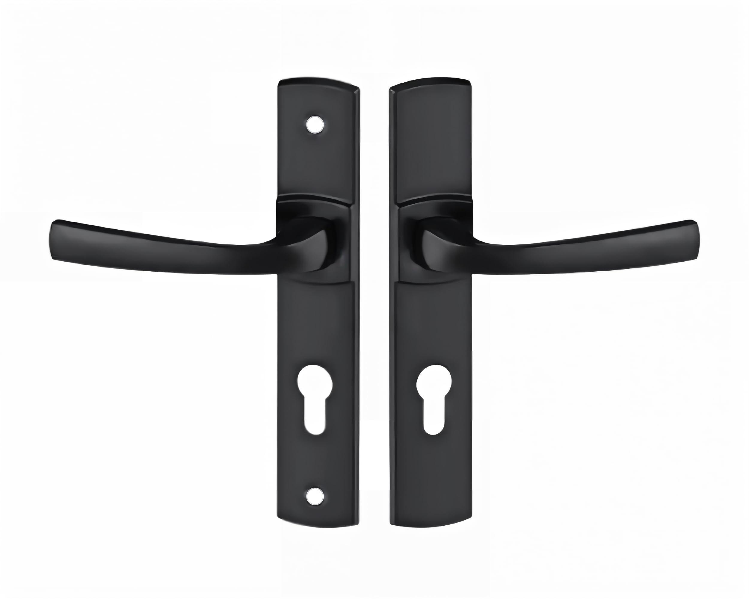Vachette Set de Poignée de Porte sur Plaque MUZE - Version Clé I, Porte d'Entrée, Bureau, Garage - Entraxe 195 mm - Système de Pose Facile - Zamak Résistant - Finition Onyx Noir