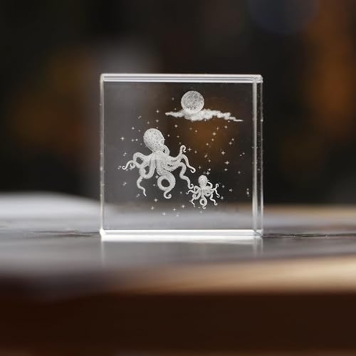 Miniatura 3 de Cubo de cristal 3D Océano de cristal decoración de pulpo de mar animales marinos mesa pisapapeles Fengshui adornos cristal hogar figuras regalos
