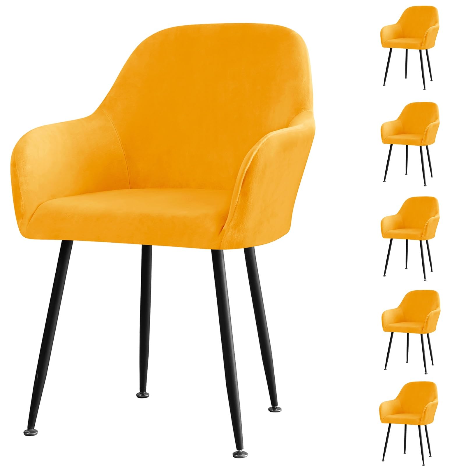 Juego de 6 fundas elásticas de terciopelo para sillas de comedor, oficina, cocina, sala de estar, hotel y banquete, protección elegante y fácil ajuste