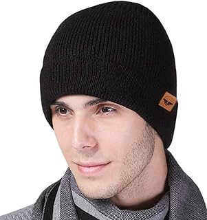 iHomey Winter Beanie for Men & Women Thermal Fleece Lined Soft Knit Hat Cuffed Plain Skull Cap Black