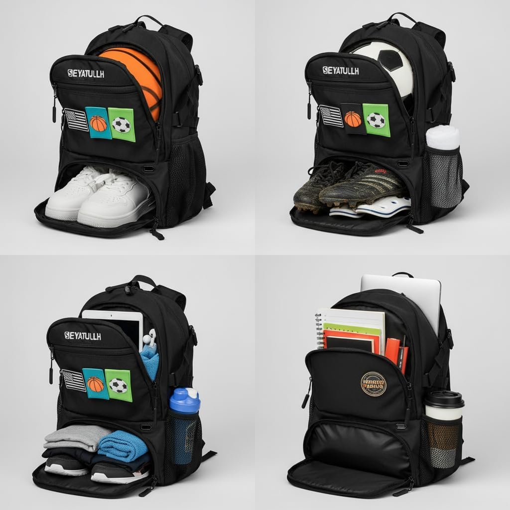 Basketball Backpack with Ball Holder - Sports Equipment Bag with Shoe Compartment - Image 5
