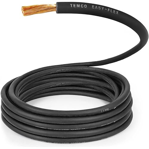 TEMCo 4 Gauge AWG 125 Ft Black Flexible Pure Copper Made in USA Welding Cable Battery Wire - Heavy Duty Solar, Inverter, Car, RV, Truck