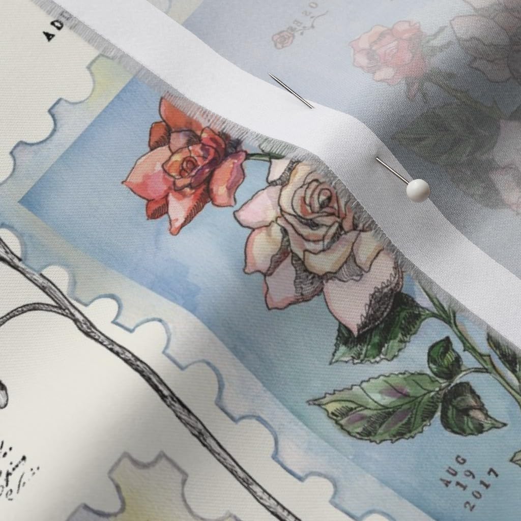 Spoonflower Fabric - Reminiscence Vintage Cream Victorian Illustration Ivory Watercolor Printed on Organic Cotton Sateen Fabric by The Yard - Sewing Quilting Apparel Home Decor