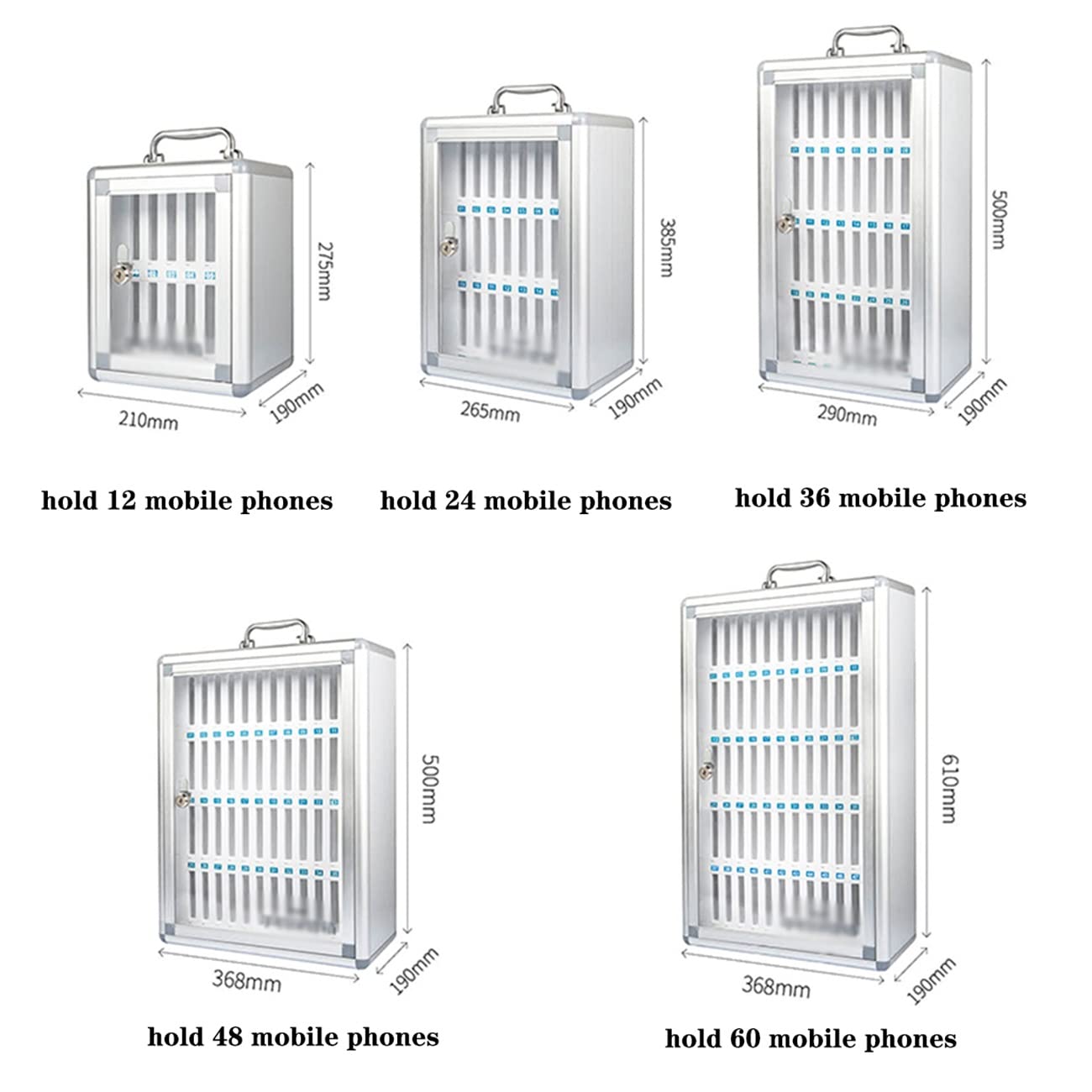Caja Fuerte De Almacenamiento De Teléfono Móvil Casillero para Teléfono Móvil De La Oficina De Conferencias Caja De Almacenamiento De Teléfono Móvil con Cerradura (Color : Silver, S : 36 bits)
