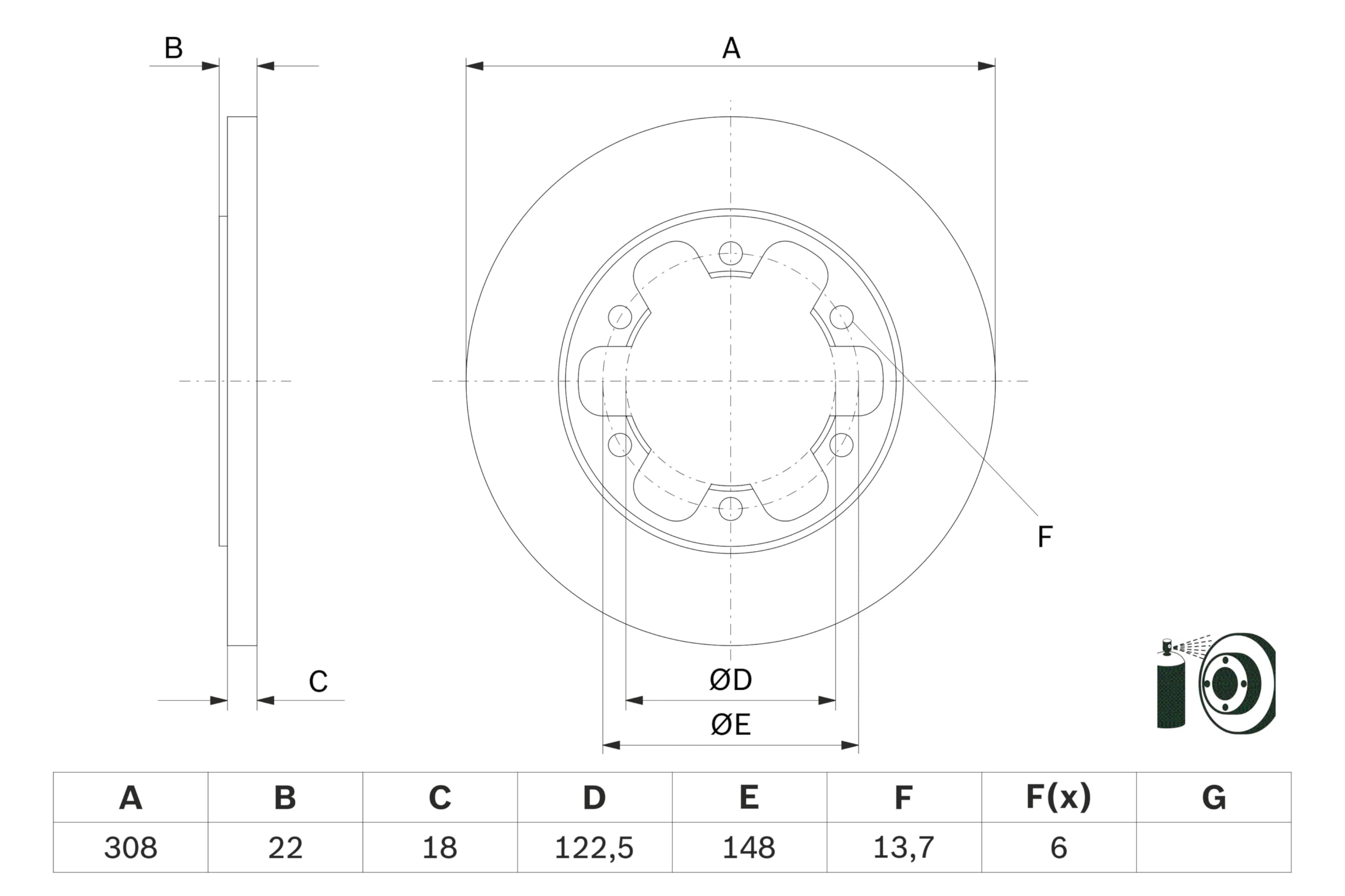 BOSCH 0 986 479 D43, 2 szt Tarcze Hamulcowe tył 308mm