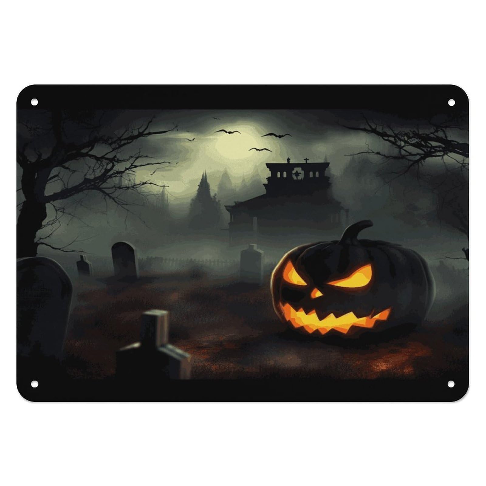 Btcowzrv Style Halloween Horror Metal Sign, 5.5" X 7.9" Tin Wall Decor, Wall Art Plaques For Home Wedding Decor Room Living Room Decoration
