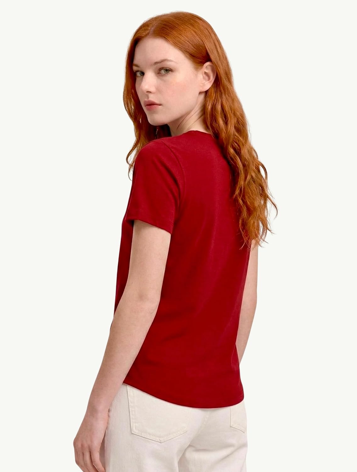 MON CHOU Women’s 100% Organic Peruvian Pima Cotton Crew Neck T-Shirt Relaxed Fit Short Sleeve Curved Hem Everyday Loungewear - Image 3