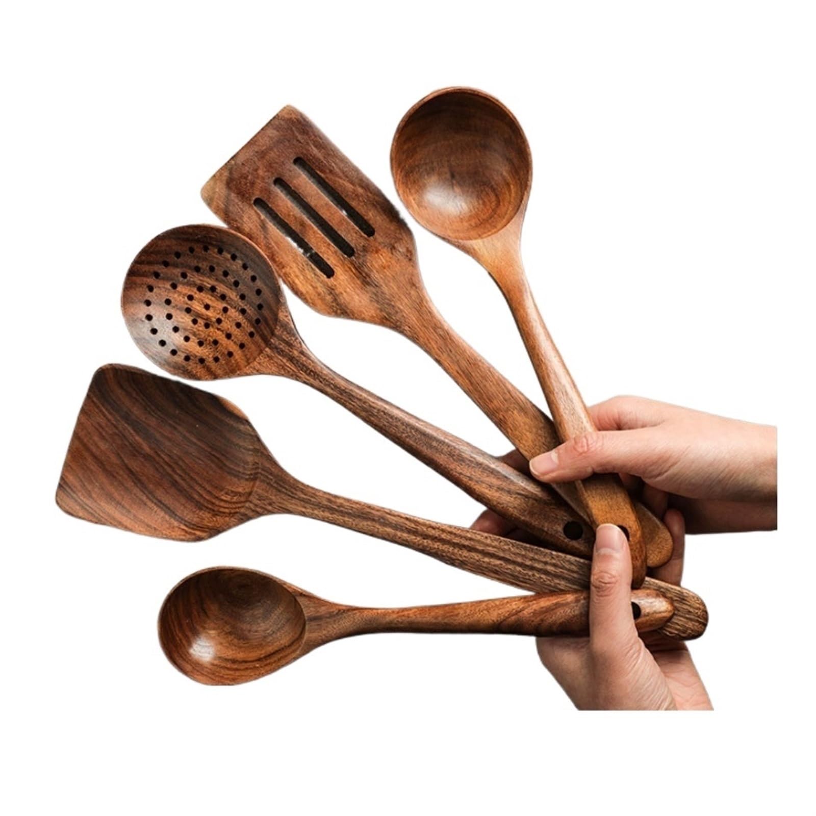 MYUYEE Cooking Utensils Wood Cooking Spoons Spatulas Gadgets Bakeware Tools Kitchen Cookware 5 Pieces Sets