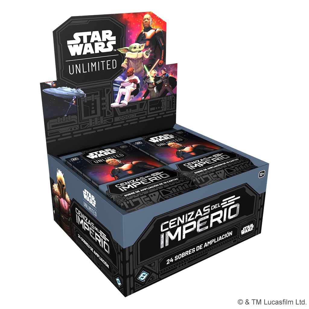 Asmodee FFG Star Wars Unlimited Sammelkartenspiel, Asche des Imperiums, 24 Umschläge mit 16 Karten, TCG ab 12 Jahren, für 2 Spieler, Spanisch