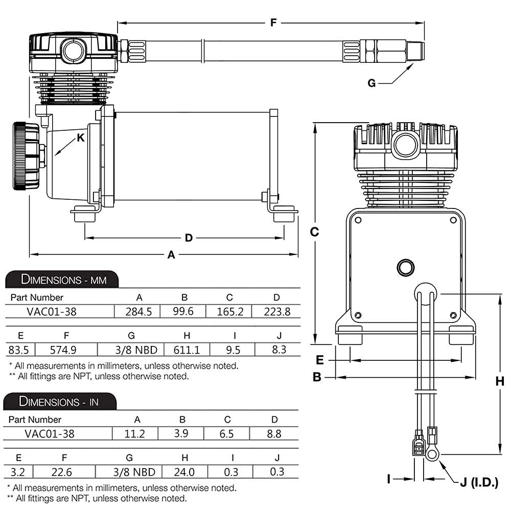 Universal 3/8 NPT DC 12V 480c 200 PSI Control Air Bag