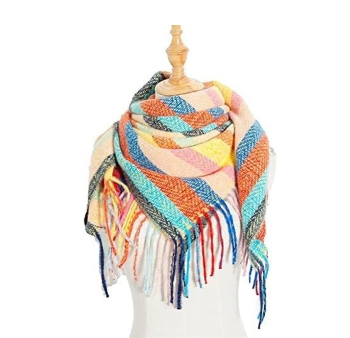 Bufanda Bufanda De Mujer Tejida Primavera Invierno Mujer Bufanda A Cuadros Cálido Cuello Bandana Casual Grande