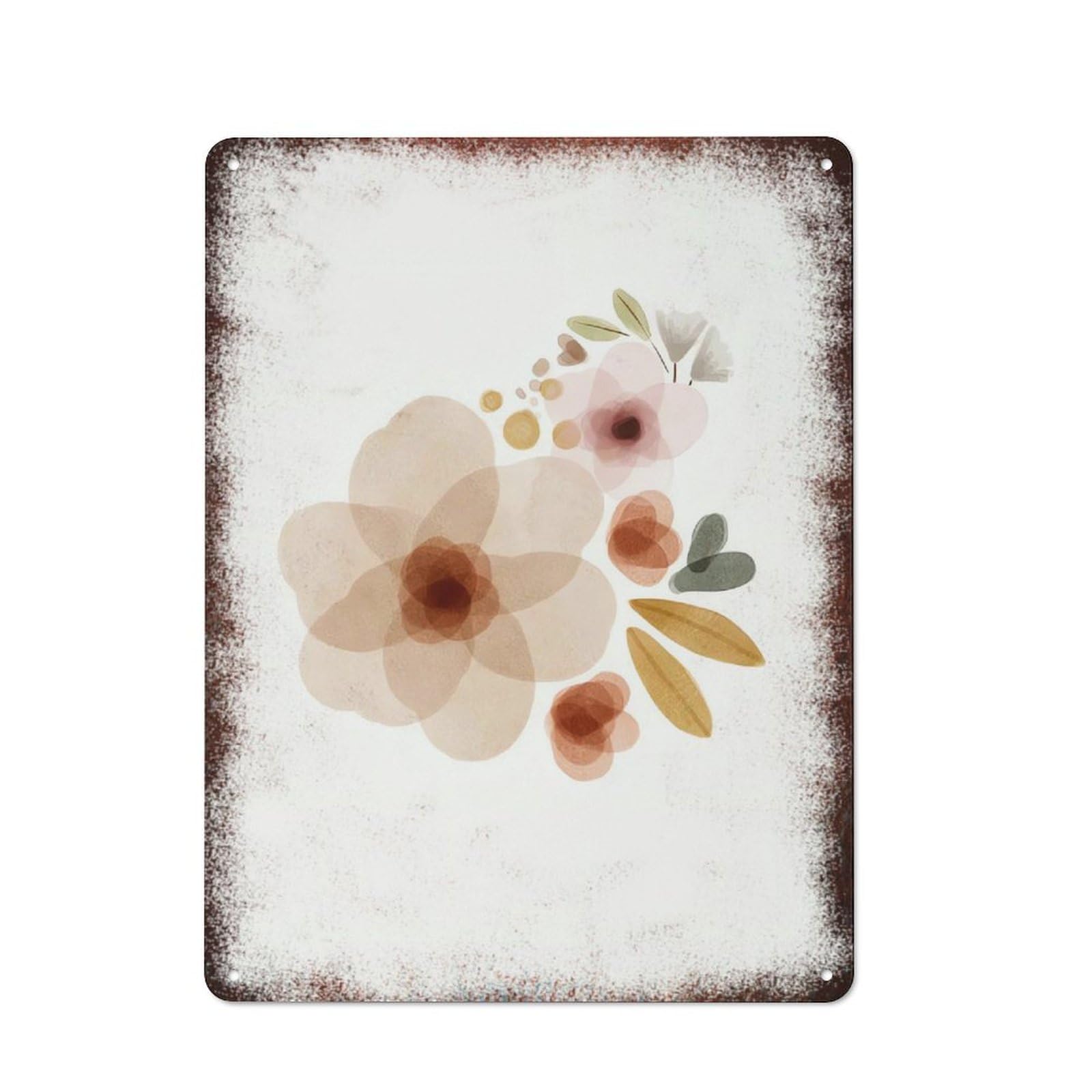 Boho Watercolor Flower Abstract Minimalist Metal Wall Art Decor Sign for Kitchen Bedroom Outdoor Restaurant 8x12 Inch