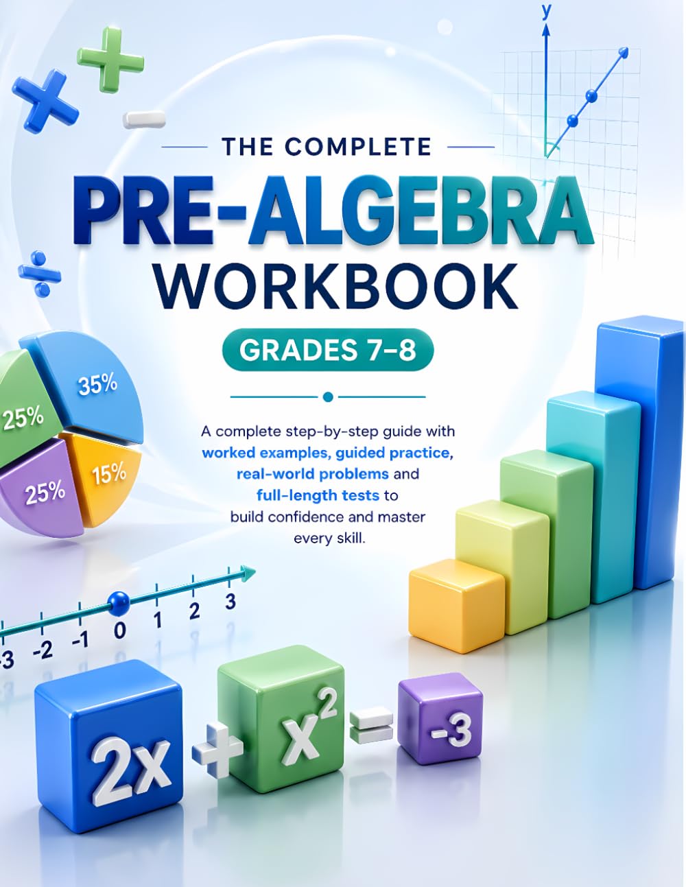 The Complete Pre-Algebra Workbook, Grades 7–8: Step-by-Step Lessons, Guided Practice, and Full-Length Tests to Master Middle School Math