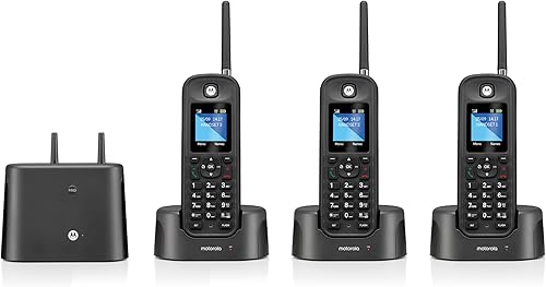 Motorola O213 DECT 6.0 - Teléfono inalámbrico de largo alcance, teléfonos inalámbricos para el hogar y la oficina con contestador automático,