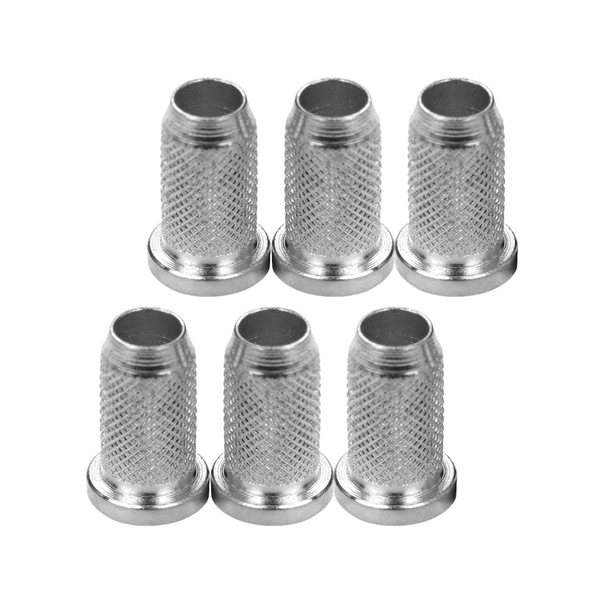 6 Pcs String-Through Body String Ferrules Small Size Metal Hardware Parts for Electric Guitars Black Guitar Accessories,Silver,6 Pcs