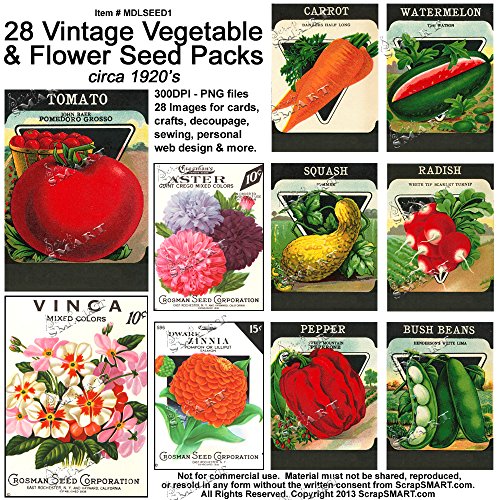ScrapSMART - Vintage Vegetable & Flower Seed Packs - Jpeg and PNG files for Mac [Download]