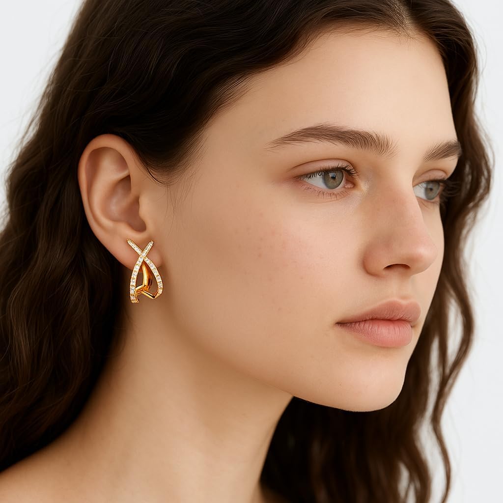 Trendy Clip on Earrings for Women, 14K Gold Plated Statement Earrings for Women Dainty Earrings Hypoallergenic Simple Minimalist Non Pierced Earring - Image 3