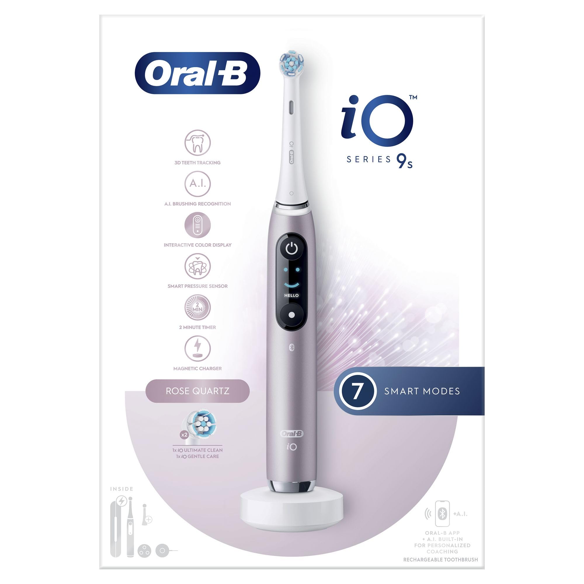 Oral-B iO - 9S Spazzolino Elettrico Ricaricabile Rosa + 2 Testine