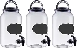 Kit Com 3 Suqueira Com Torneira Para 3,6 Litros Alça E Lousa (Preto)