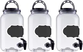 Kit Com 3 Suqueira Com Torneira Para 3,6 Litros Alça E Lousa (Preto)