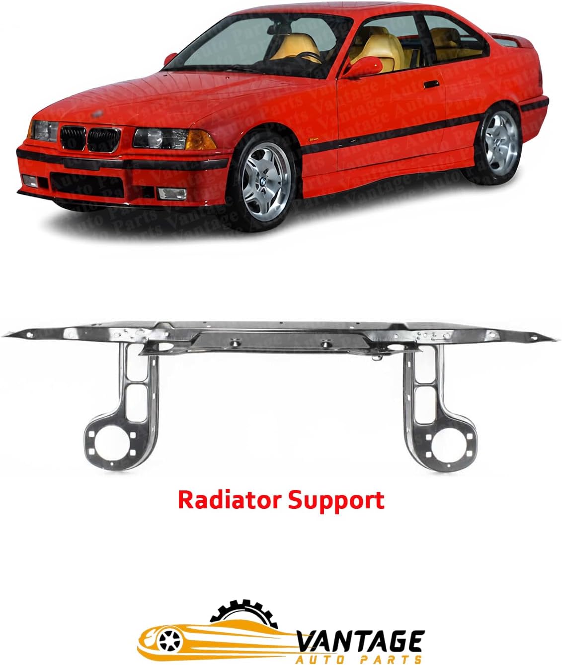 Front Radiator Center Support Compatible with BMW 3-Series 1992-1999 | DIRECT REPLACEMENT | Steel | 41138122560 | BM1225104
