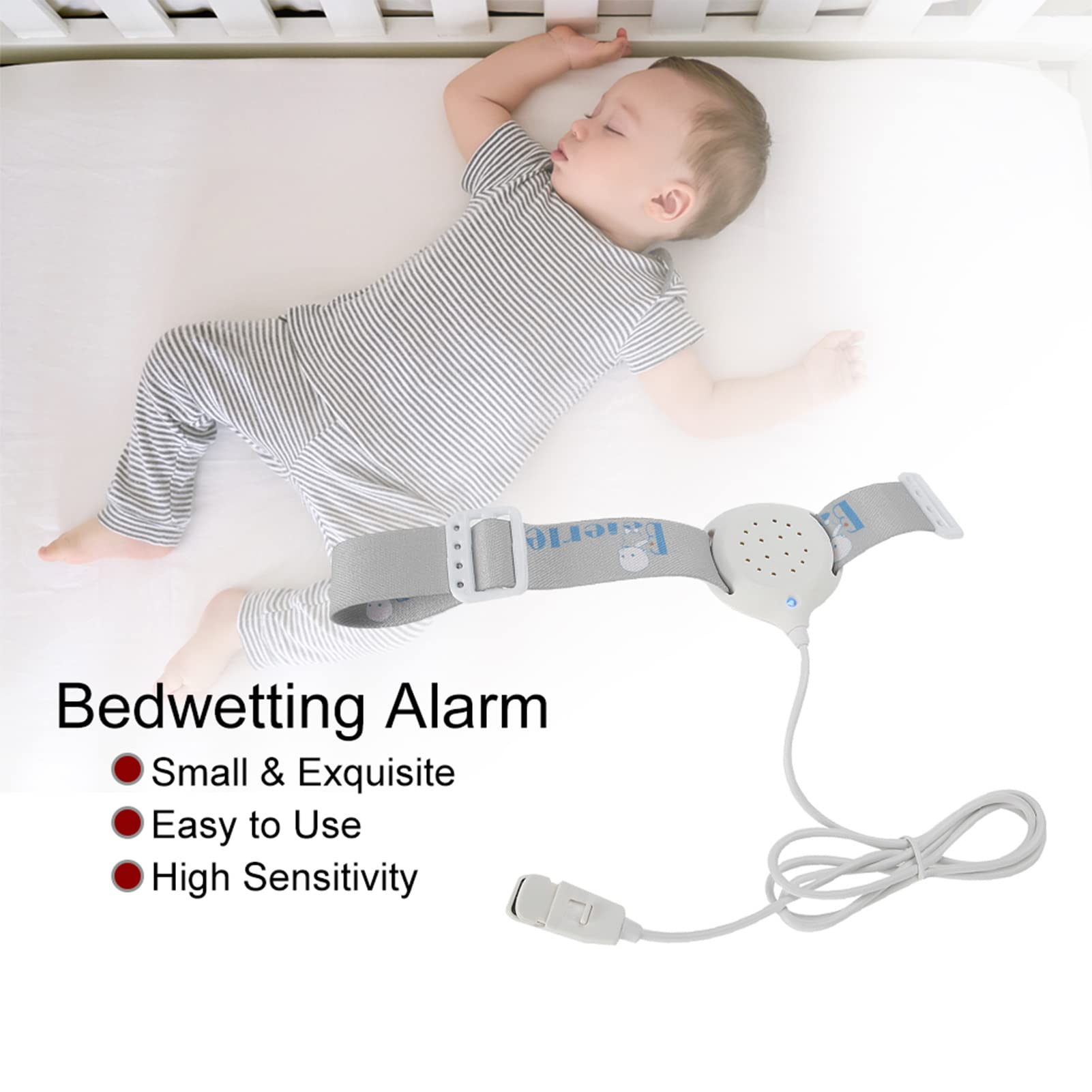 Allarme di enuresi notturna per bambini anziani, dispositivo di allarme con alta sensibilità all'umidità, sensore di allarme notturno per enuresi baby monitor