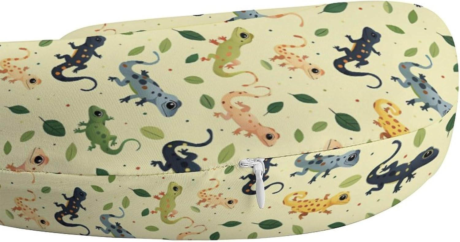 Spring Geckos Travel Pillow U Shape Neck Pillow Washable Pillowcase for Sleeping Chair