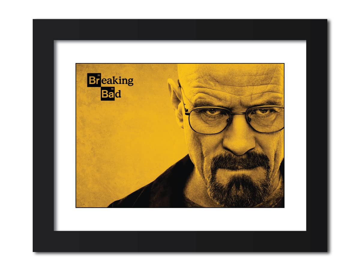 TenorArts Breaking Bad Walter White Poster Webseries Laminated Poster Framed Paintings with Matt Black Frame (12inches x 9inches)