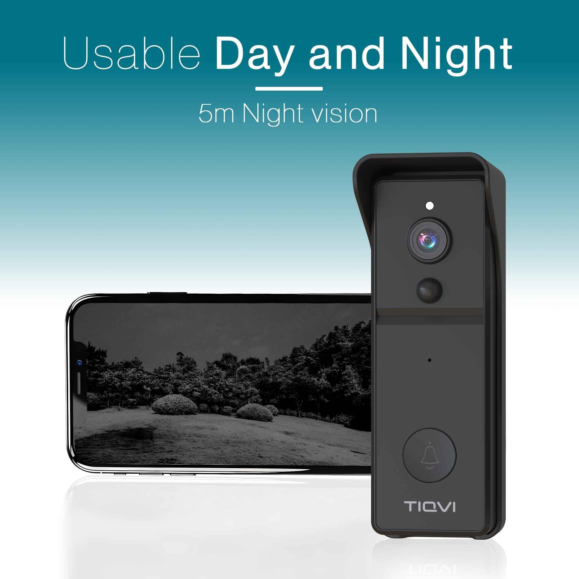 Videocitofono Smart Senza Fili, WiFi, Full HD 1080P, Rilevamento Movimento, Audio Bidirezionale, Visione Notturna, USB Chime Incluso