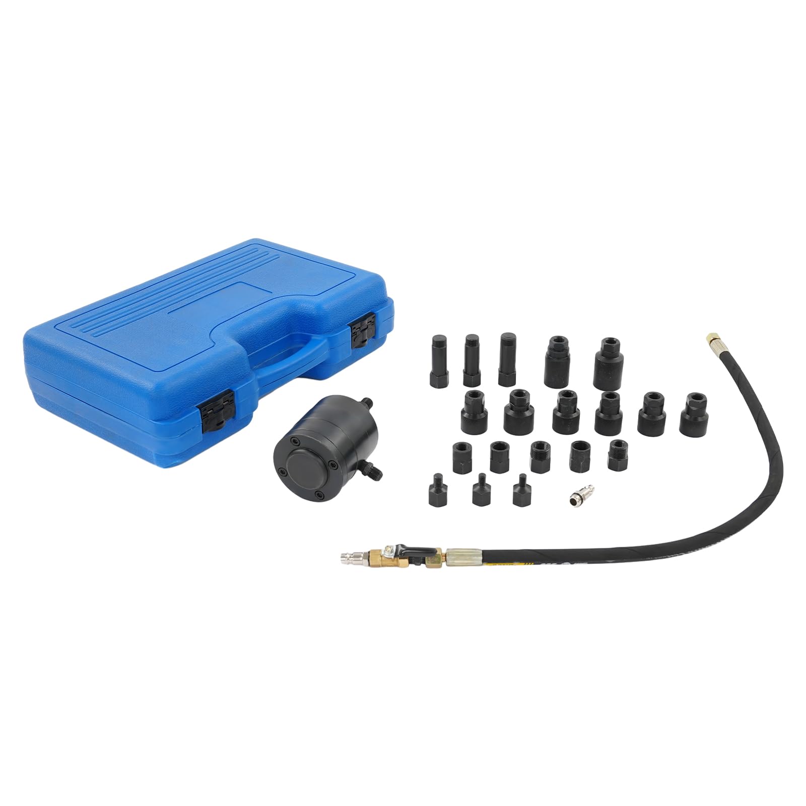 Extractor de inyectores diésel de 23 piezas, extractor de inyectores neumáticos, herramienta extractora de inyectores de acero con 19 adaptadores de diferentes especificaciones (23 piezas)