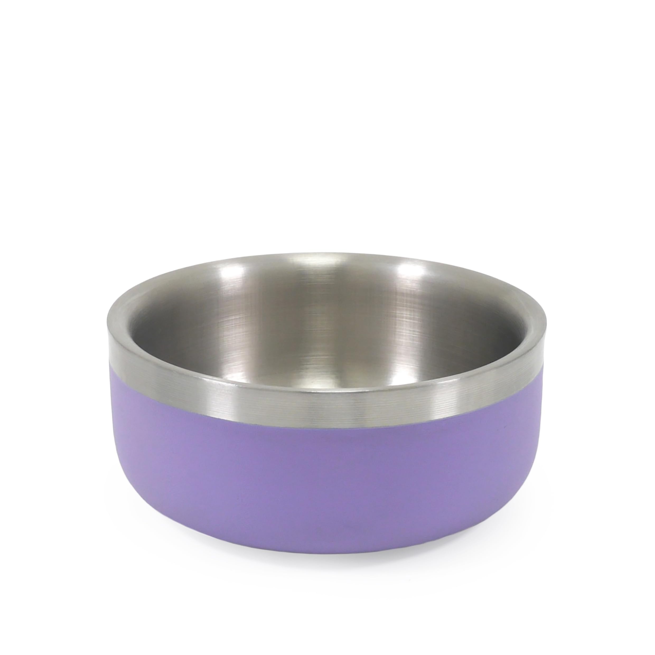 Rosewood Premium Double-Wall Stainless Steel Pet Food Shallow Bowl 350ml - Lilac