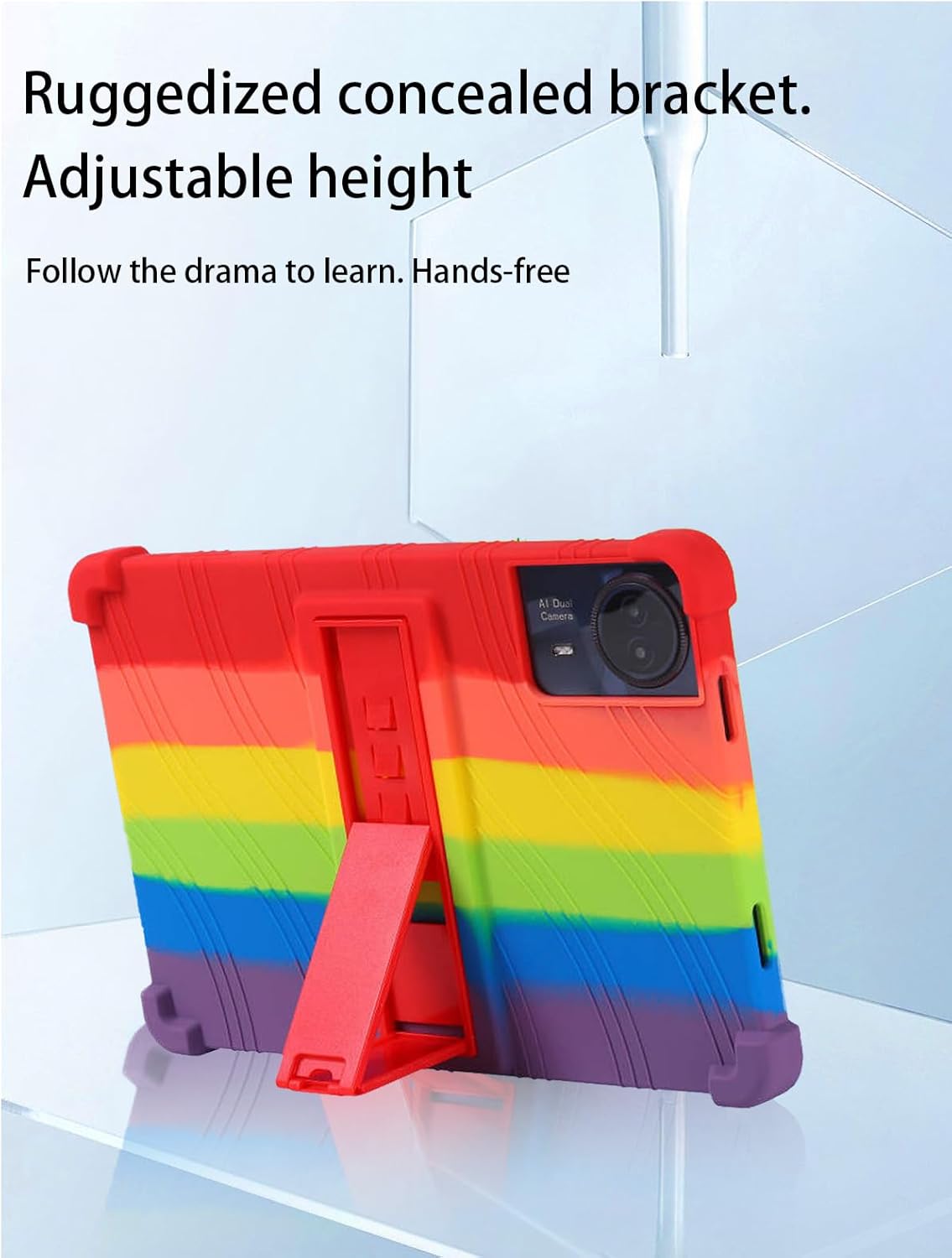for TECLAST T65max 13 Inches Android 14 Tablet 2024 New Tablet Model Case,Soft Silicone Adjustable Stand Cover Lightweight Kids Friendly,Rainbow.