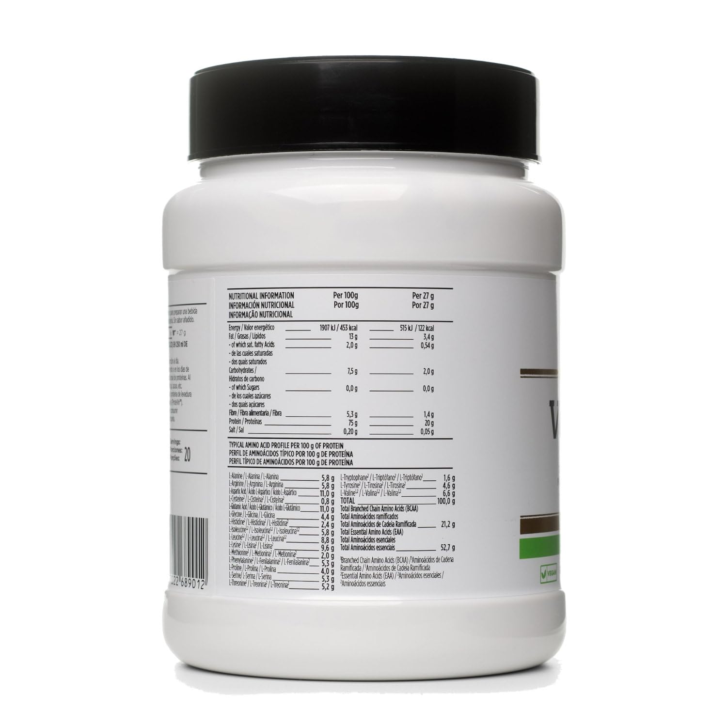 Crown Sport Nutrition Vegan PROtein Raw - Innovadora proteína vegana de alto rendimiento hecha a base de proteína de levadura (Saccharomyces Cerevisiae) (Bote de 540g (20 tomas), Sin sabor)
