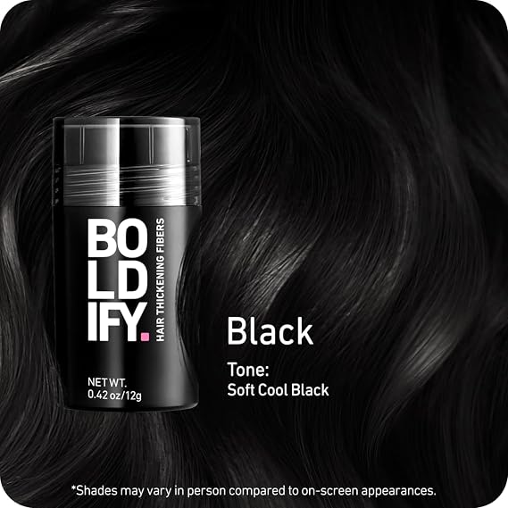 BOLDIFY Hair Fibres for Thinning Hair, for Women & Men, Black 12g