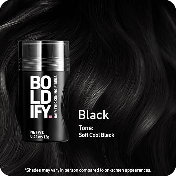 BOLDIFY Hair Fibres for Thinning Hair, for Women & Men, Black 12g