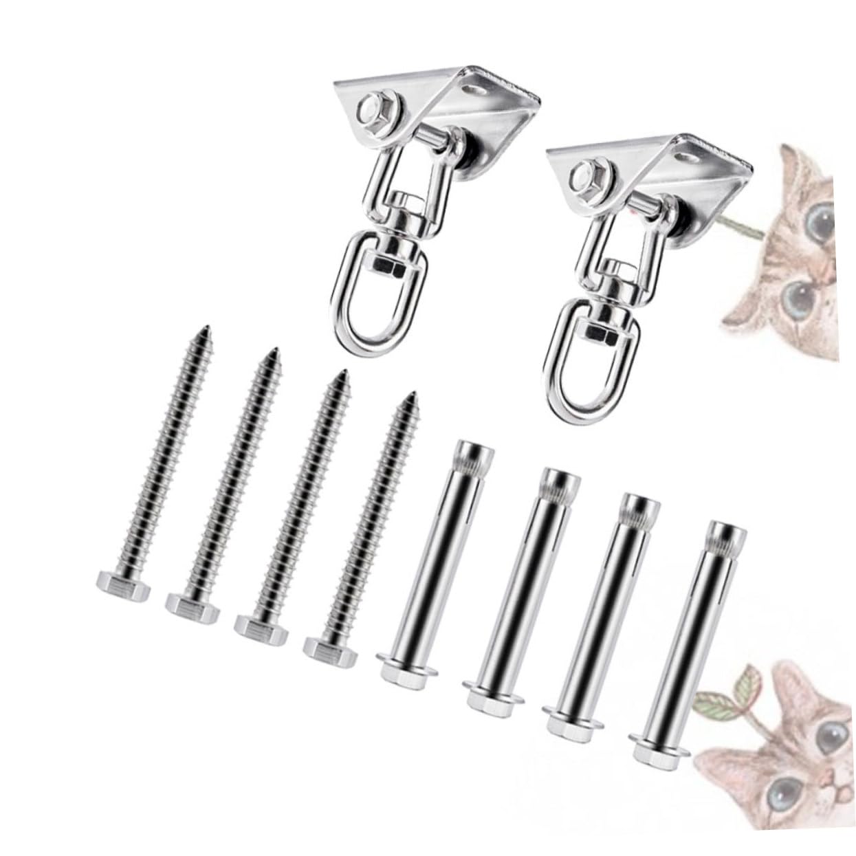 TOYANDONA Hooks 2pcs 304 Stainless Steel Hooks with 4 Bolts 4 Nails for Hammock Indoor Outdoor