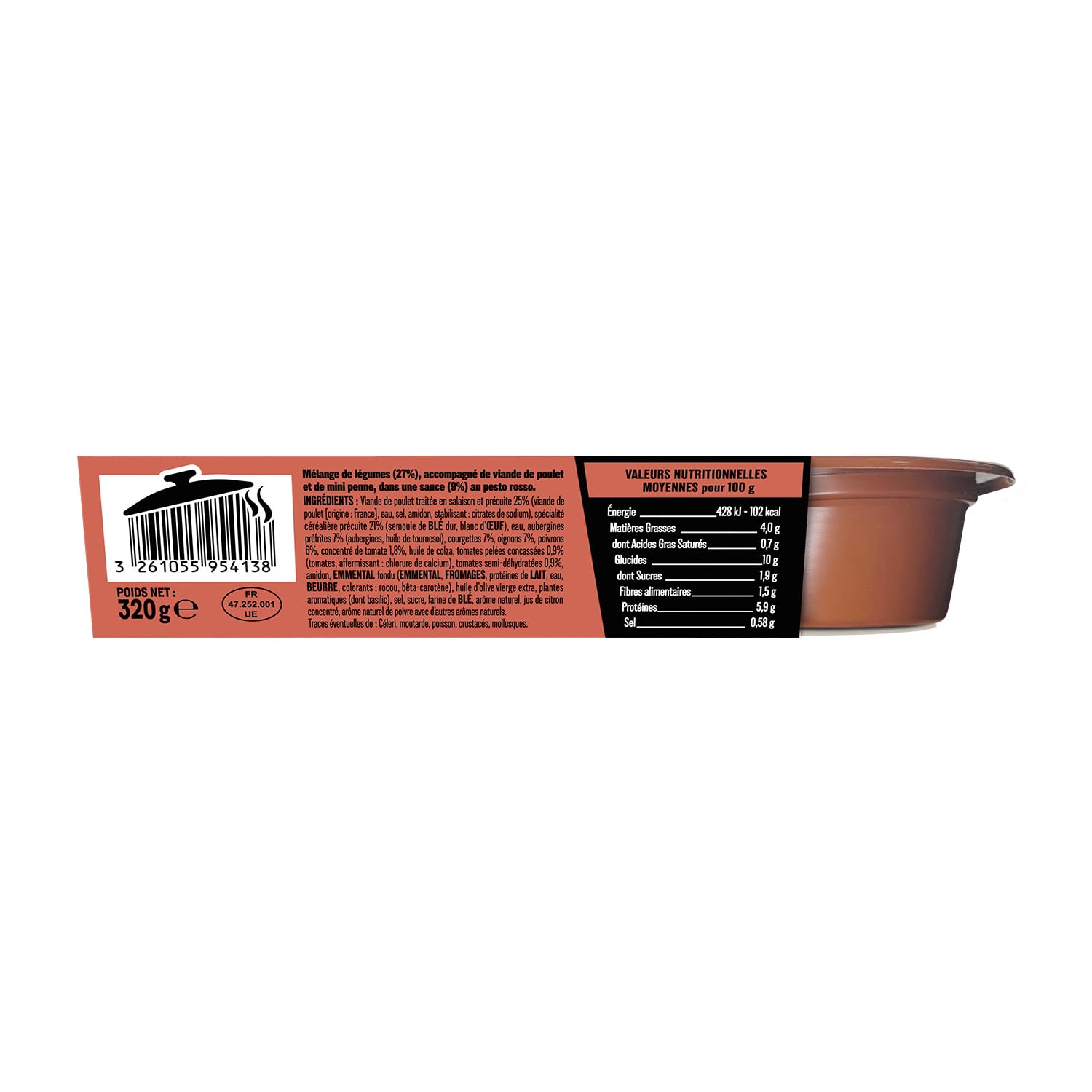 WILLIAM SAURIN Poulet au Pesto Rosso Mini Penne et Ratatouille 320g - Plat Cuisiné Sans Conservateur Viande Française - Lot de 3