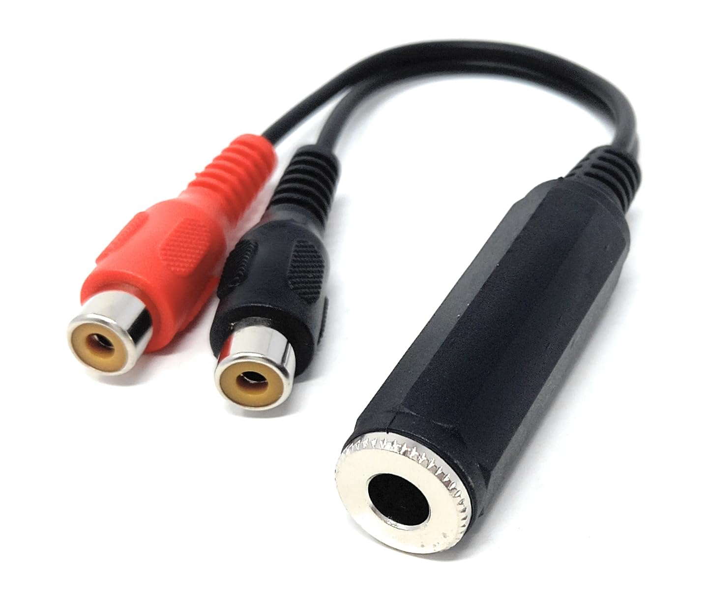 DRUT 6.35mm Mono Socket to Twin RCA Phono Sockets Audio Cable Adapter, Black - Image 2