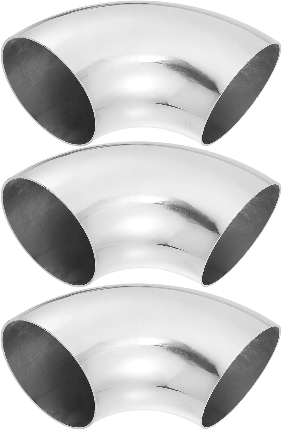 uxcell 3pcs OD 2.5 Inch 90 Degree Mandrel Bend Elbow SS304 Stainless Steel Bend Tube Exhaust Elbow Pipe for Car Arc Length 175mm Silver Tone