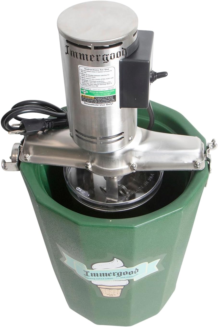 6 qt. PREMIUM Electric Ice Cream Maker - Stainless Steel - Leakproof Tub