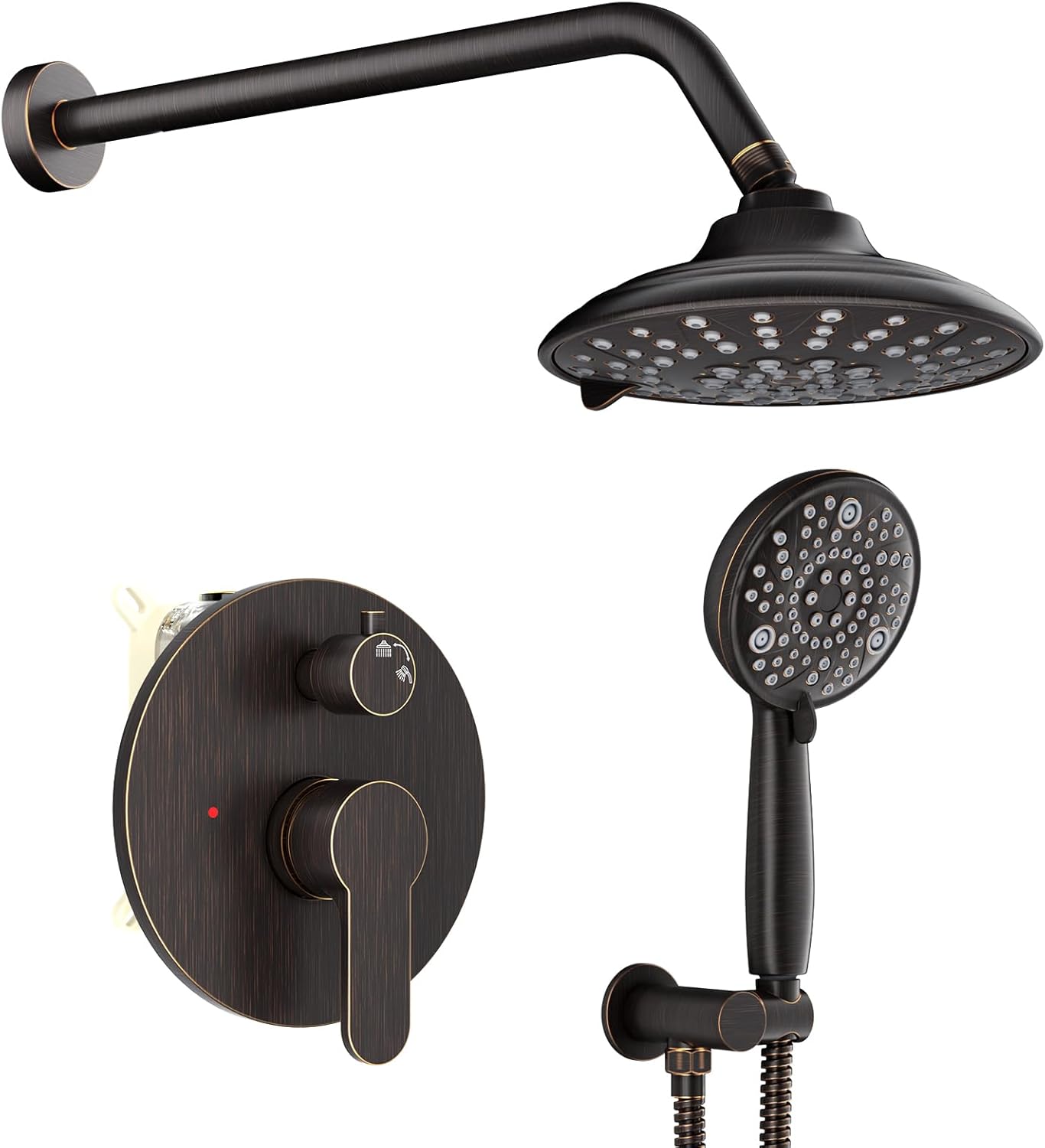 EMBATHER Shower Faucets Sets Complete with 3 Setting High Pressure Shower Head, Bathroom Wall Mounted Rainfall Shower Fixtures with 8-Mode Handheld Spray, Oil Rubbed Bronze