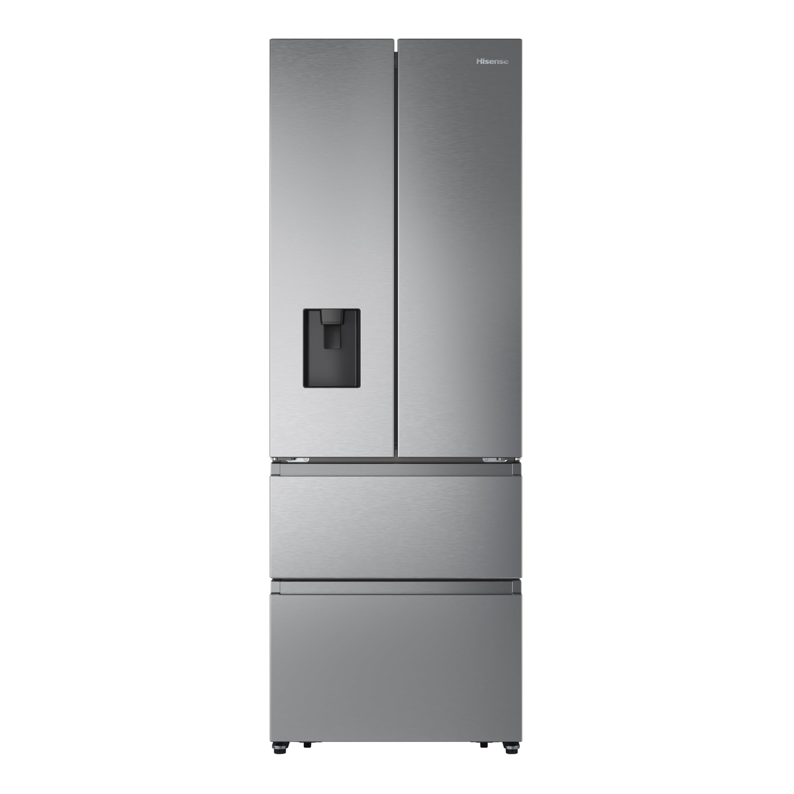 Hisense RF632N4WIE 70cm Freestanding French Door Fridge Freezer Metallic with Water Dispenser & Metal cooling 70 × 200 × 69.4 cm (W×H×D) [Energy Class E]