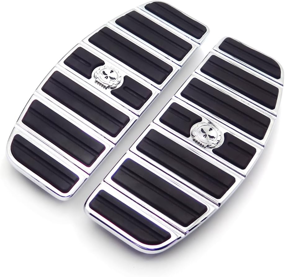 Motorcycle Skull Zombie Rider Footboard Insert Kit for 1980-Up for Harley Davidson SOFTAIL MODELS LIKE FLSTC, FLSTN, FLSTF (Chrome)
