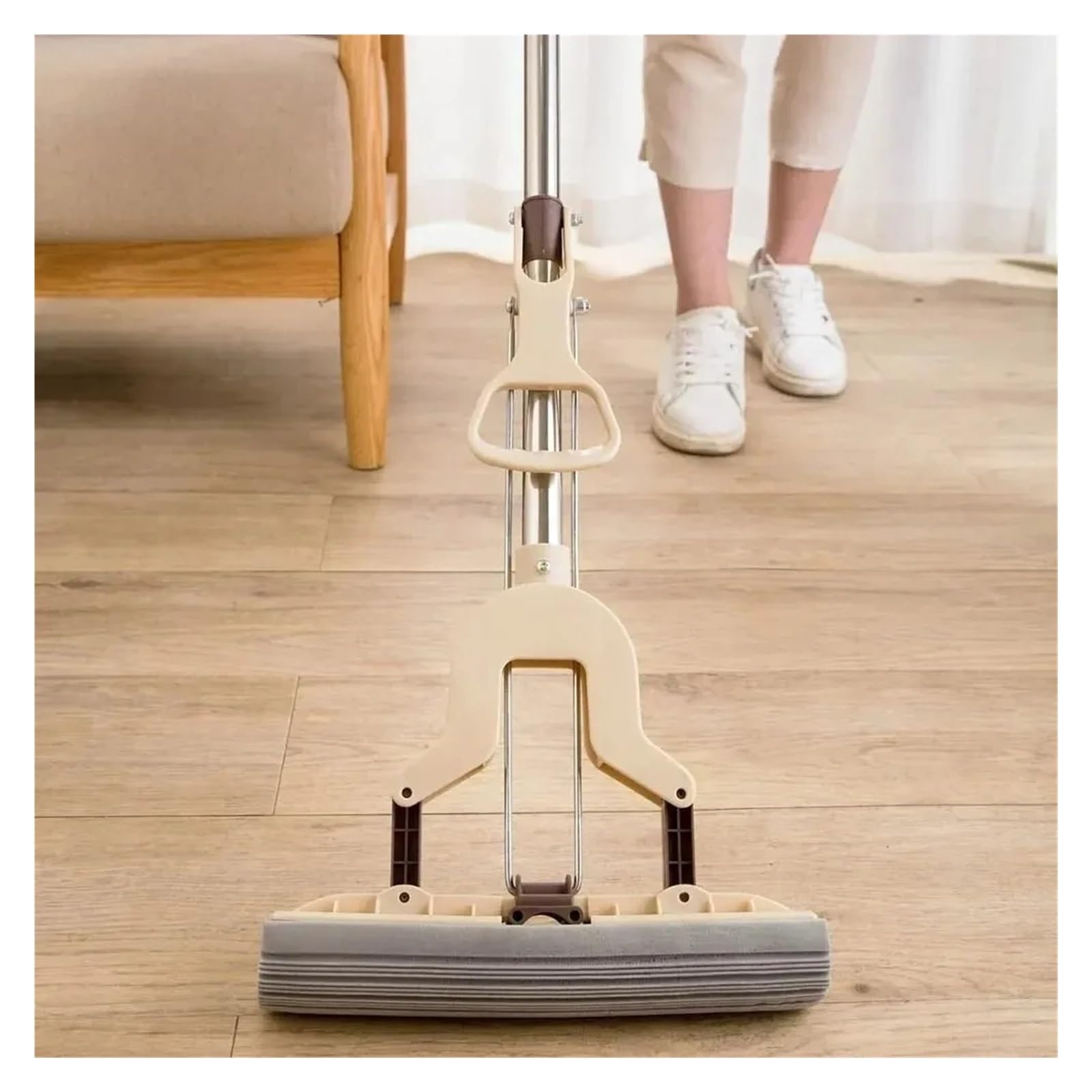 Mopa autodrenante para baldosas de madera, herramienta de limpieza doméstica de 3 cabezales para paredes y techos, diseño giratorio eficaz para un uso fácil