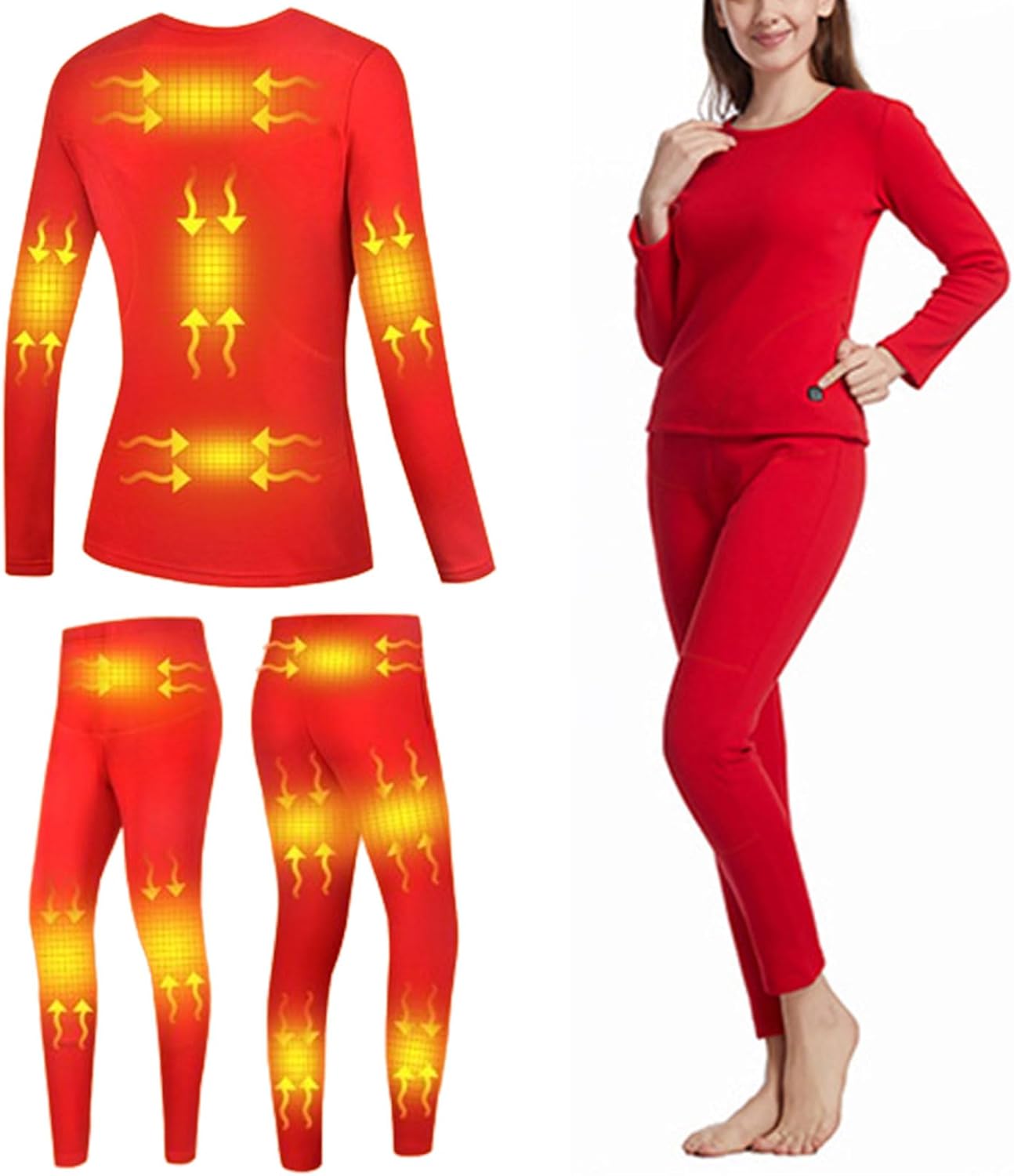 13 Zone Heated Thermal Underwear Set Winter Women Warm Suit USB Electric Heated Base Layer Ski Top and Pant Without Battery